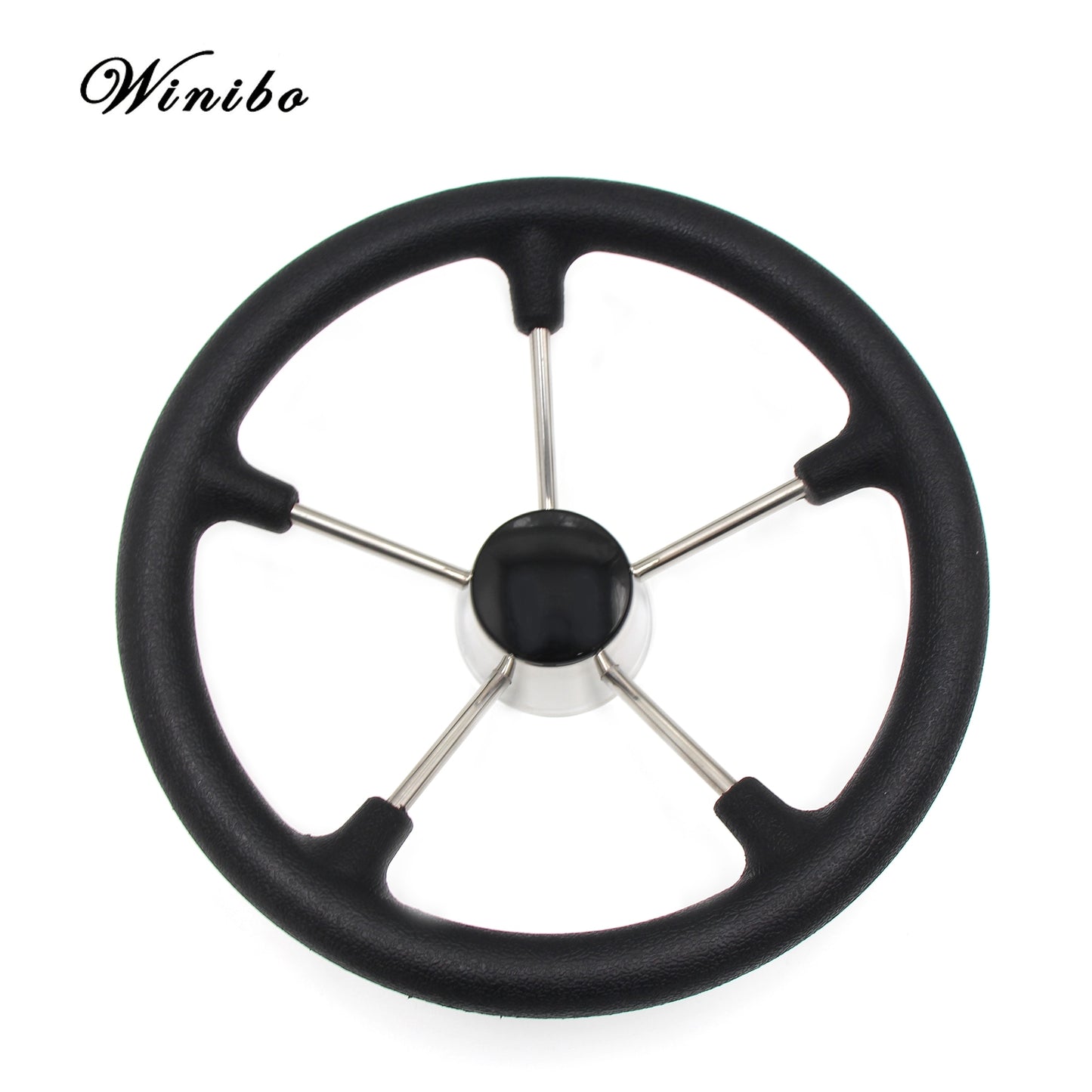 Black Marine Steering Wheel 13-1/2" ,Stainless Steel with Anti-skid Function Boat Accessories