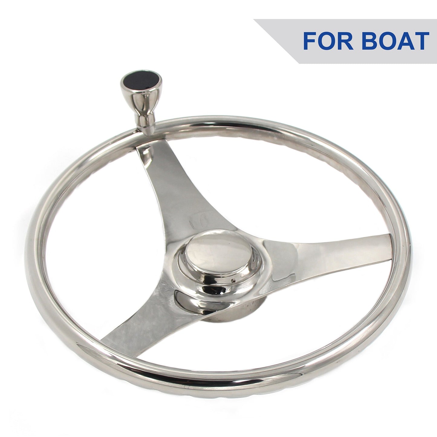 13-1/2" Marine Stainless Steel Steering 3-Spoke Wheel With Knob Grip Boat Accessories Fit For Boat