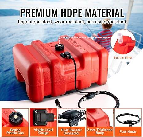 Fuel Tank Oil 55L Boat Yacht Engine Marine Red Plastic Anti Static For Yamaha