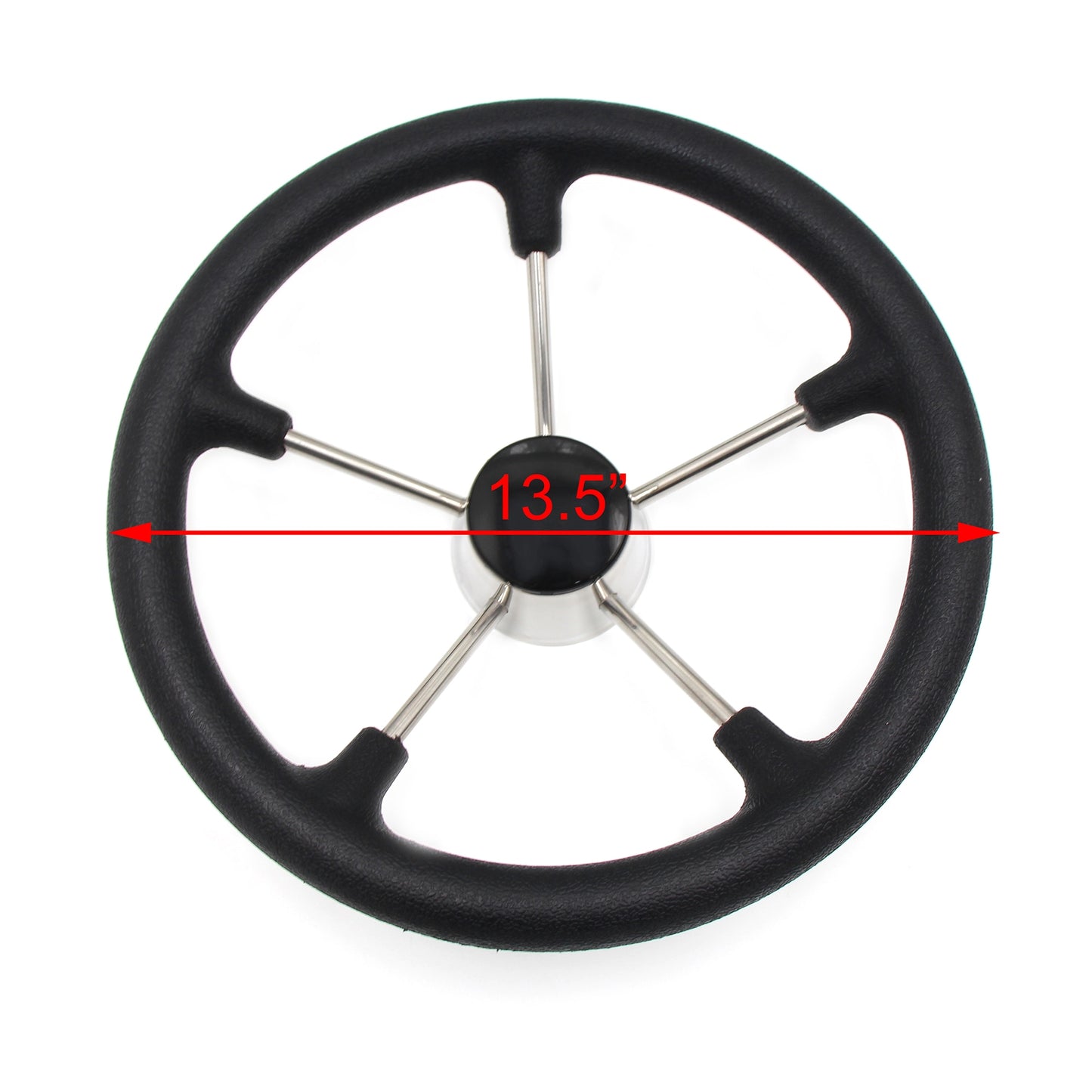 Black Marine Steering Wheel 13-1/2" ,Stainless Steel with Anti-skid Function Boat Accessories