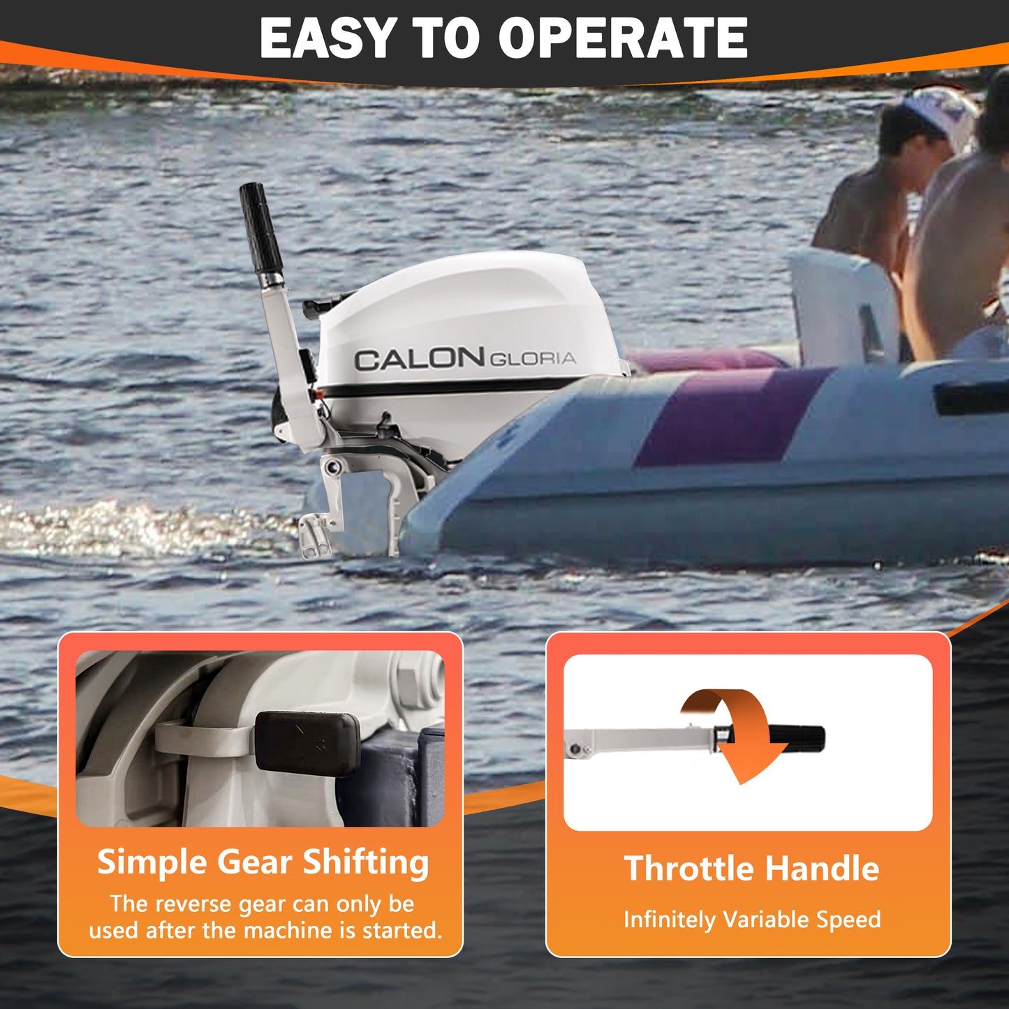 2 Stroke 15HP Calon Outboard Motor with Fuel Tank, 246cc Heavy Duty Long Shaft Fishing Boat Engine with Water Cooling System & CDI Ignition System for Inflatable Boat Kayak Canoe Sailboat