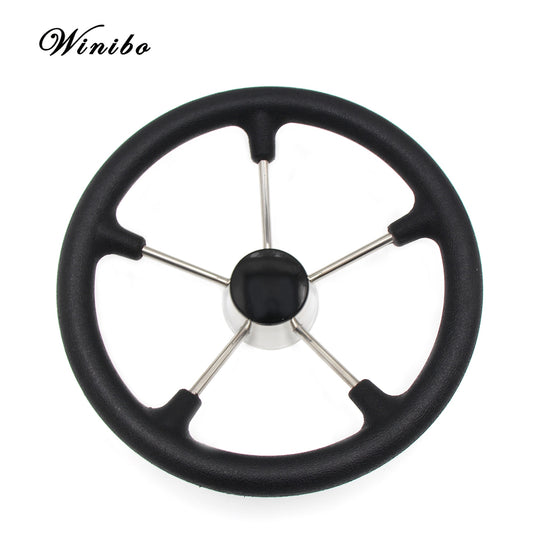 Black Marine Steering Wheel 13-1/2" ,Stainless Steel  with Anti-skid Function Boat Accessories