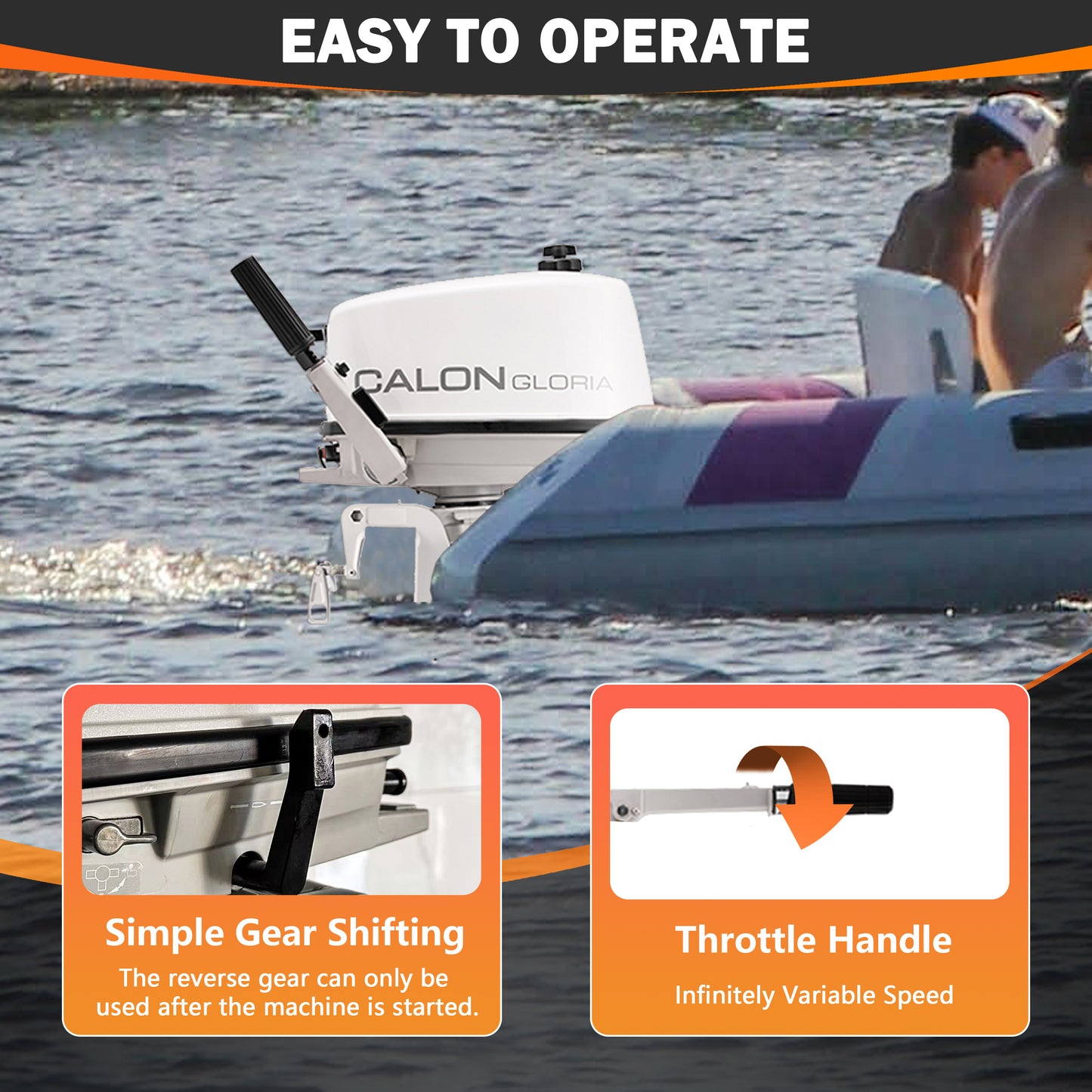 2 Stroke 5HP Calon Outboard Motor with Fuel Tank, 103cc Heavy Duty Short Shaft Fishing Boat Engine with Water Cooling System & CDI Ignition System for Inflatable Boat Kayak Canoe Sailboat