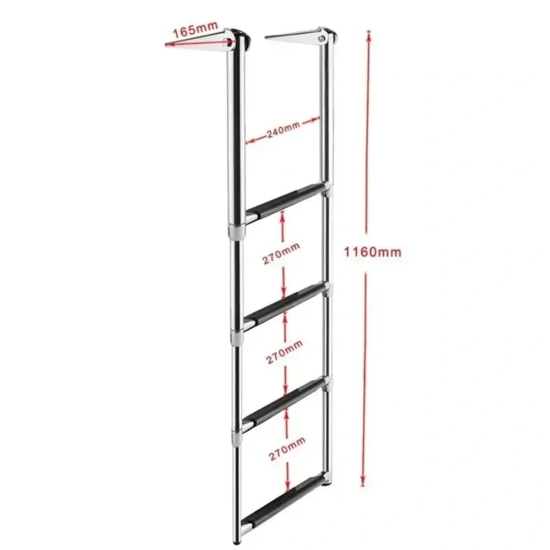 Yacht stainless steel sewer ladder 2/3/4 stainless steel telescopic ladder Deck ladder