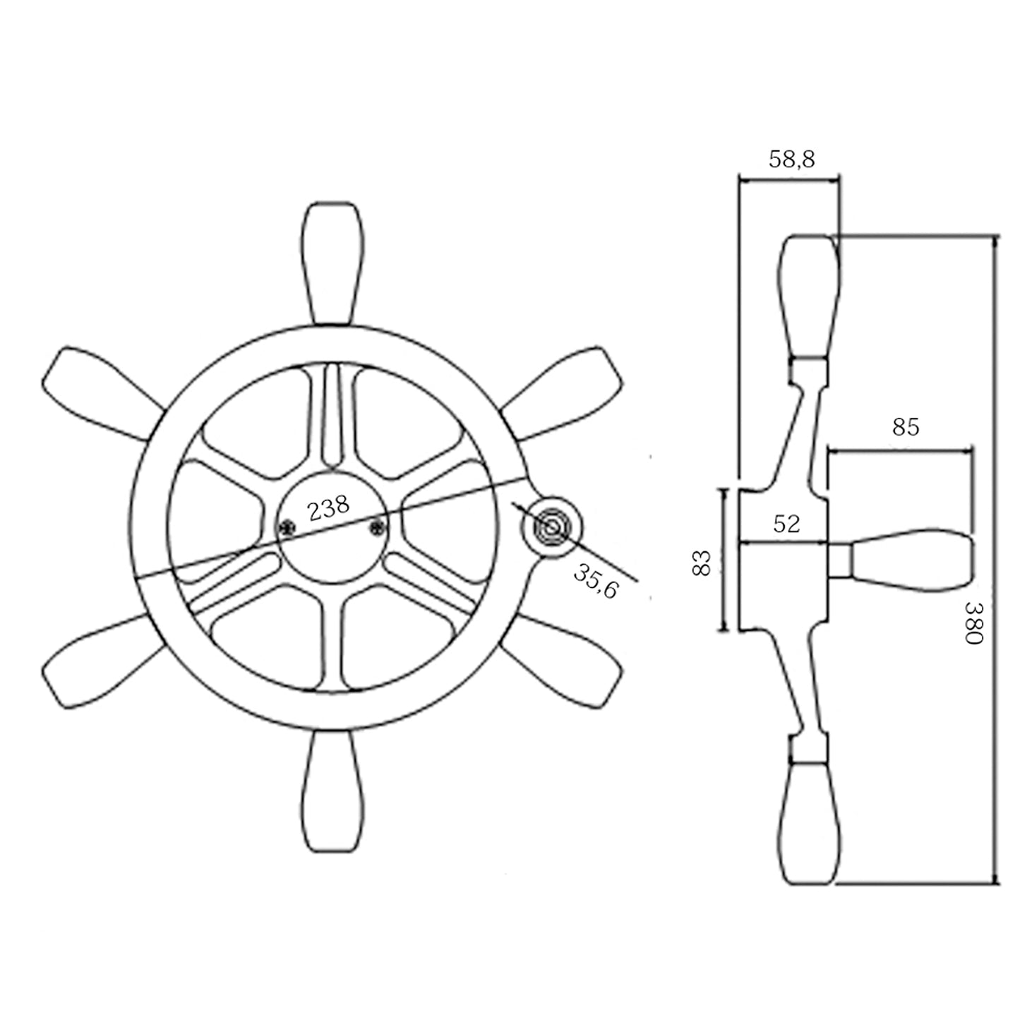 15inch Marine Stainless Steel Steering 6-Spoke Wheel With handle Boat Accessories Fit For Boat