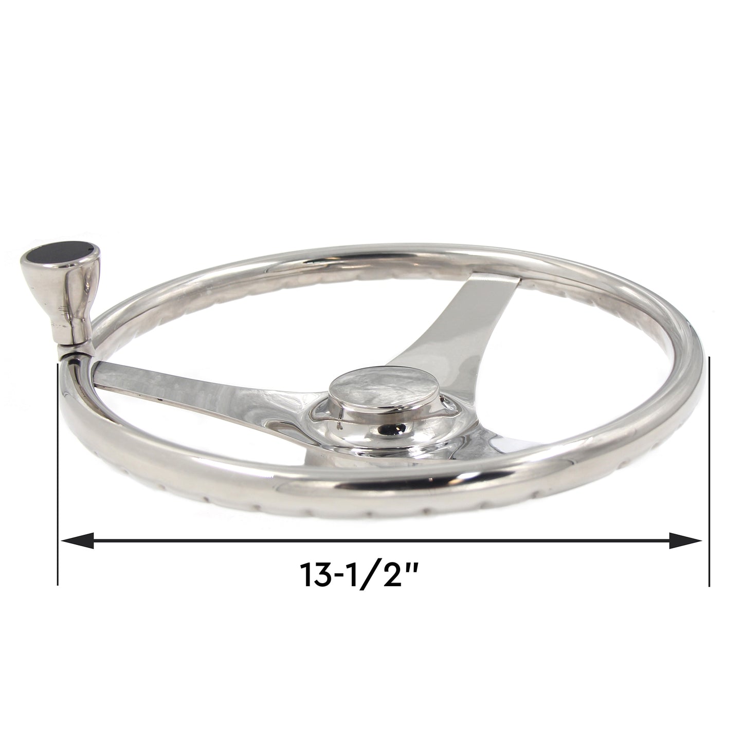 13-1/2" Marine Stainless Steel Steering 3-Spoke Wheel With Knob Grip Boat Accessories Fit For Boat