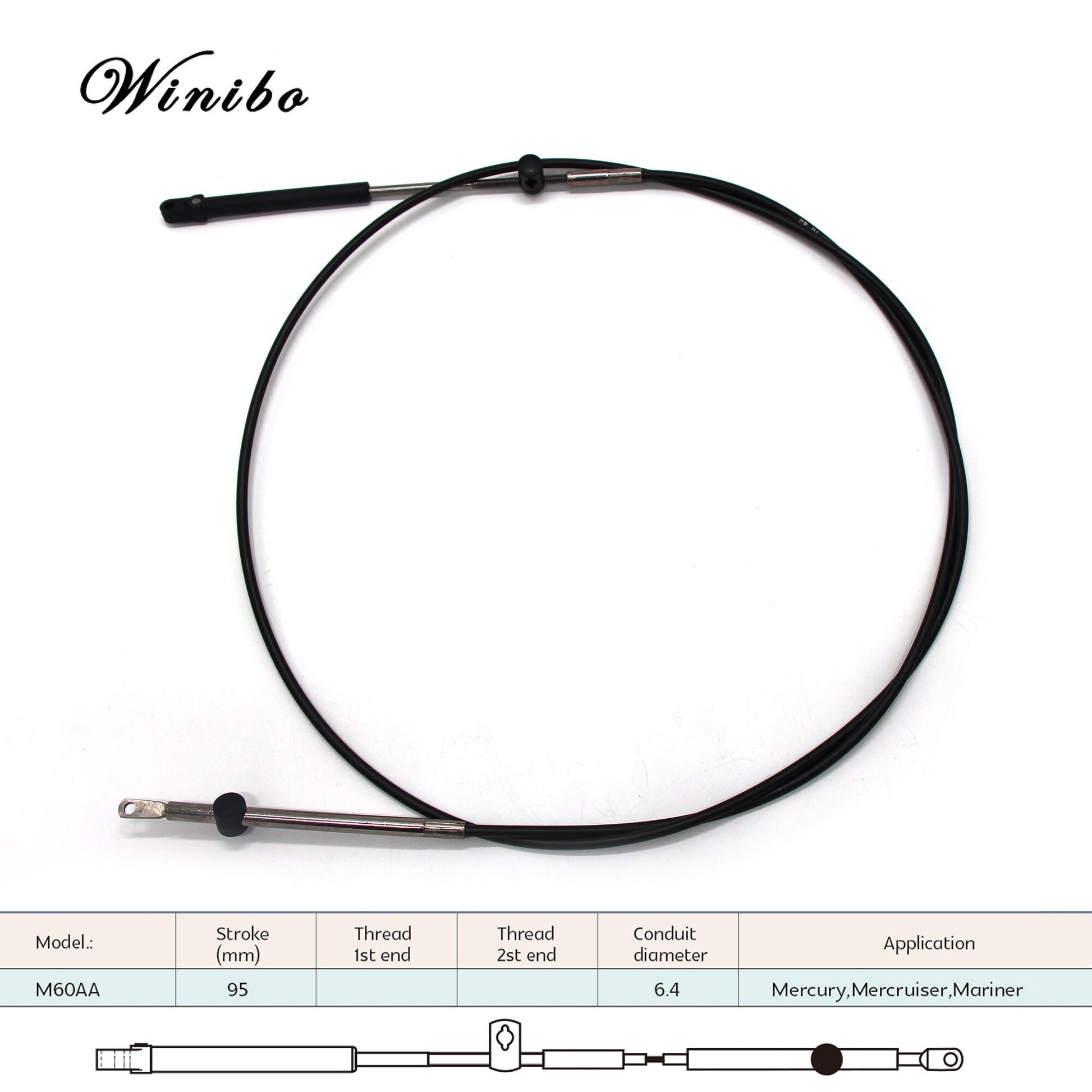 Marine Boat Outboard Engine Throttle Control Cable High Efficiency & F ...