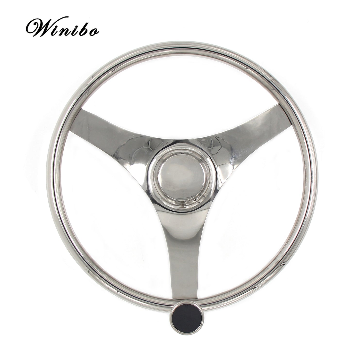 13-1/2" Marine Stainless Steel Steering 3-Spoke Wheel With Knob Grip Boat Accessories Fit For Boat