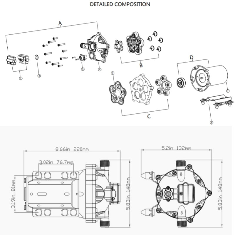 Diaphragm pumps Self-priming pumps Yacht cleaning pumps Marine high pressure pumps