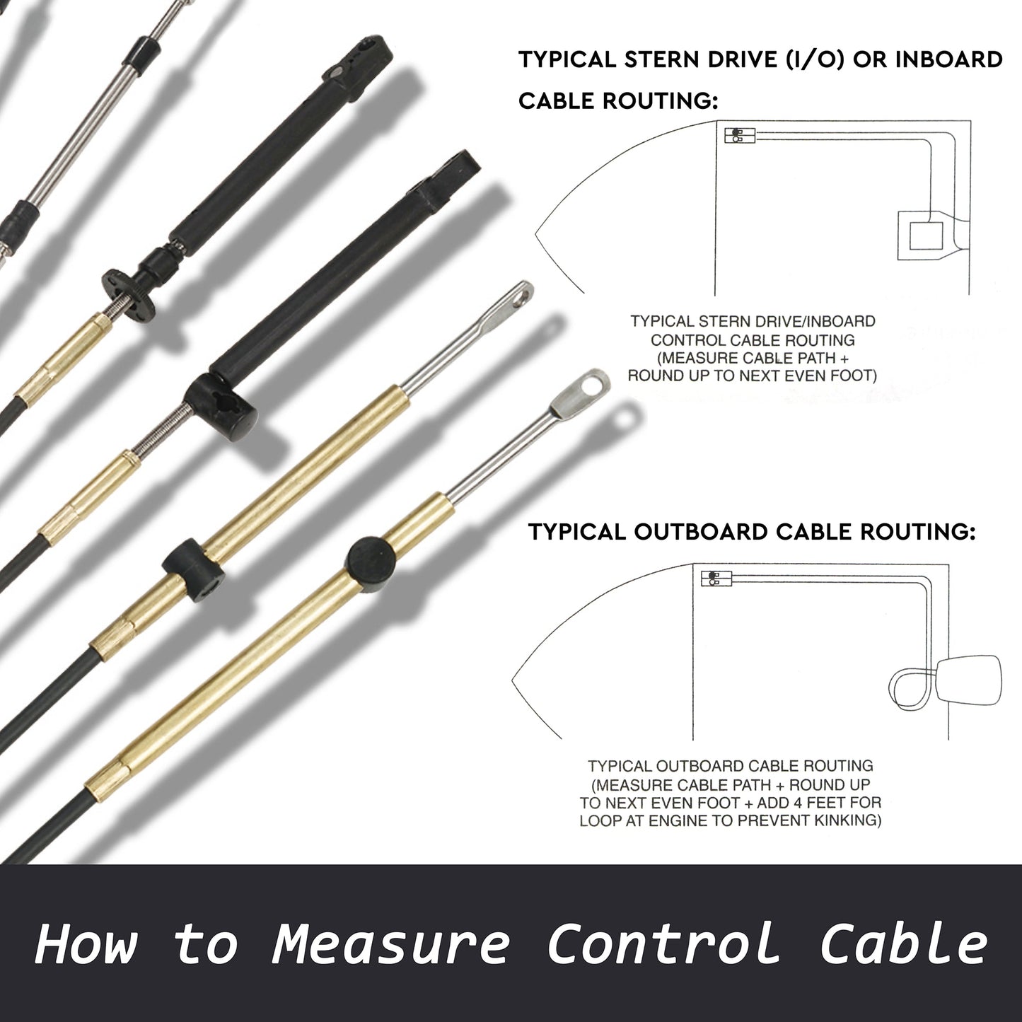 Marine Boat Outboard Engine Throttle Control Cable High Efficiency & Flexibility - CC635 Style