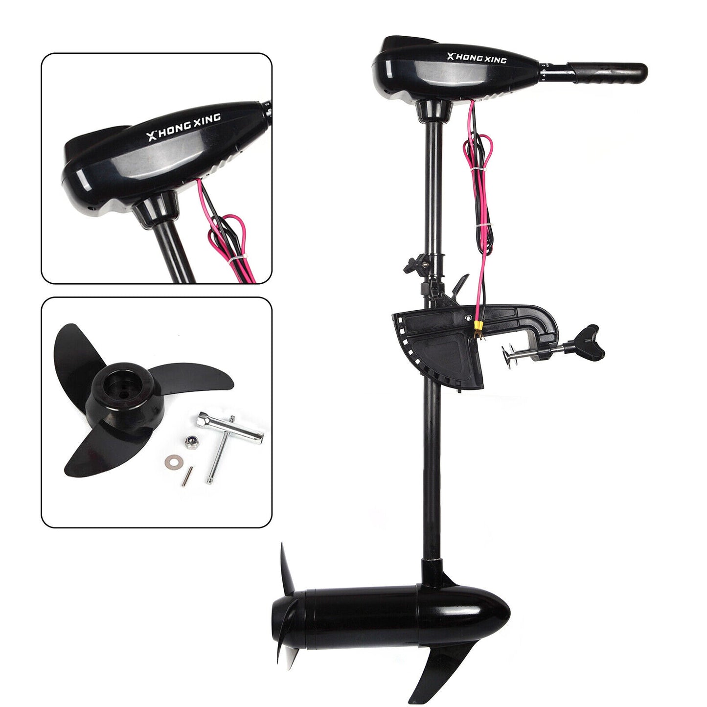 26lbs-86lbs Electric Outboard Motor with Brush and Max Thrust, Engine trolling Motor for Outdoor Fishing Boat, Small Electric Propellers