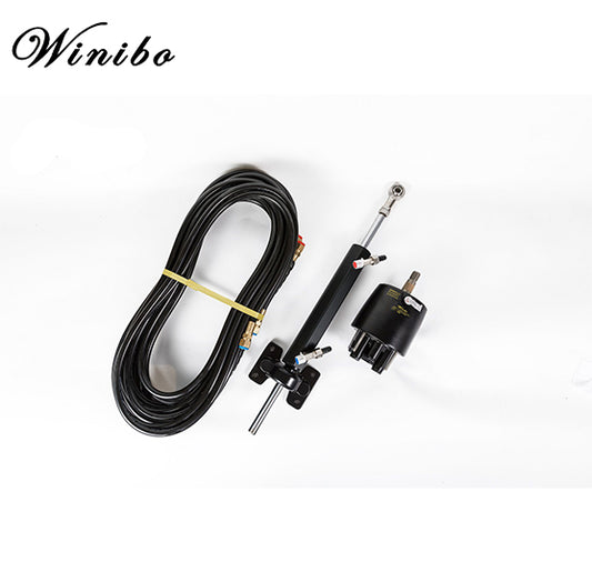 Winibo WQWJ Inboard Hydraulic Steering Kit with Helm Pump, Compact Cylinder, Tubing for Engines Up to 150hp