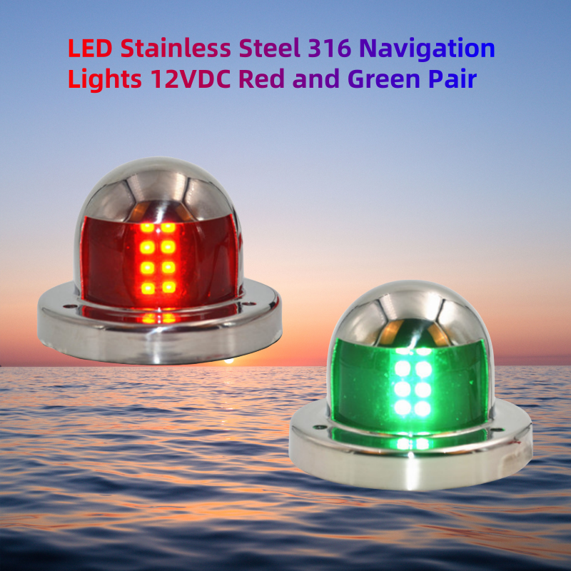 Nav Light LED Stainless Steel 316 Marine Navigation Lights 12VDC Red and Green ...
