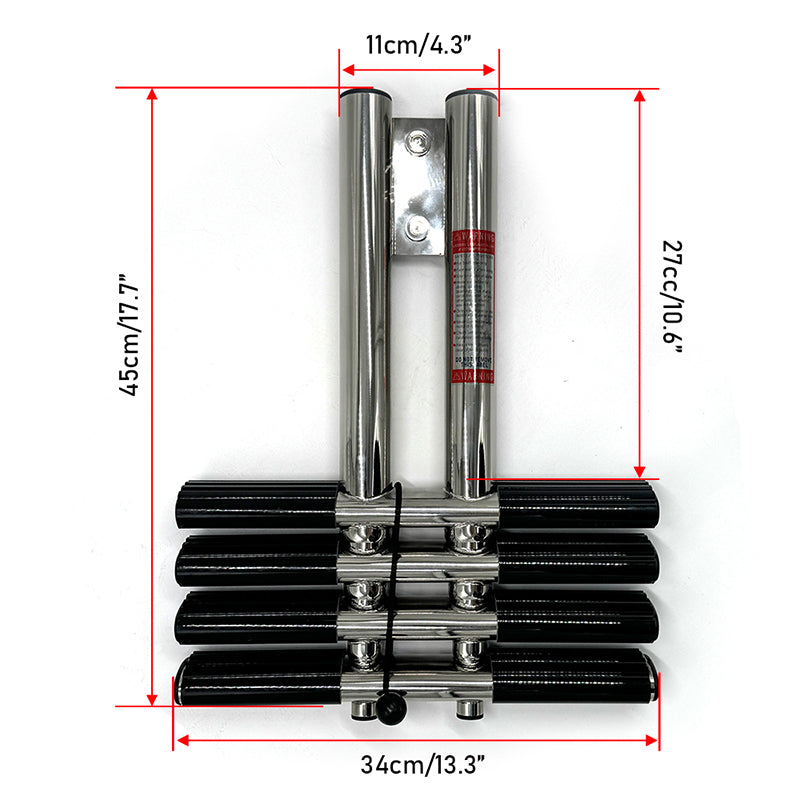 Marine Stainless Steel Launch Ladder Yacht Hidden Folding Telescopic Deck Ladder（4 steps）