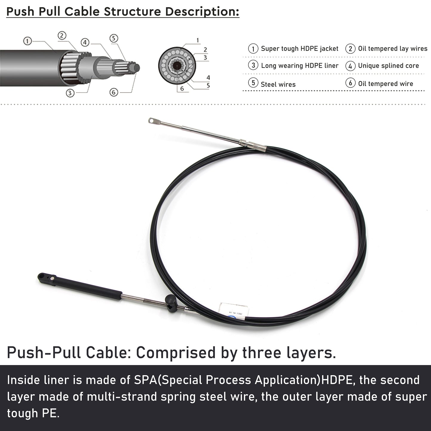 Throttle Shift Control Cable Marine Boat Outboard High Efficiency & Flexibility - CC679 Style