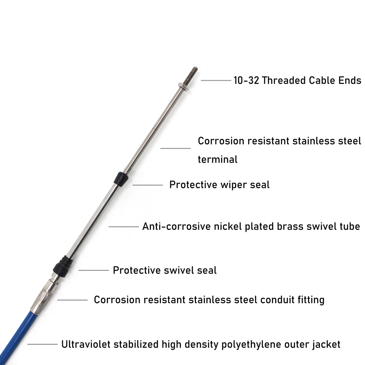 Marine Boat Outboard Engine Throttle Shift Control Cable High Efficiency & Flexibility - 33C Universal Style