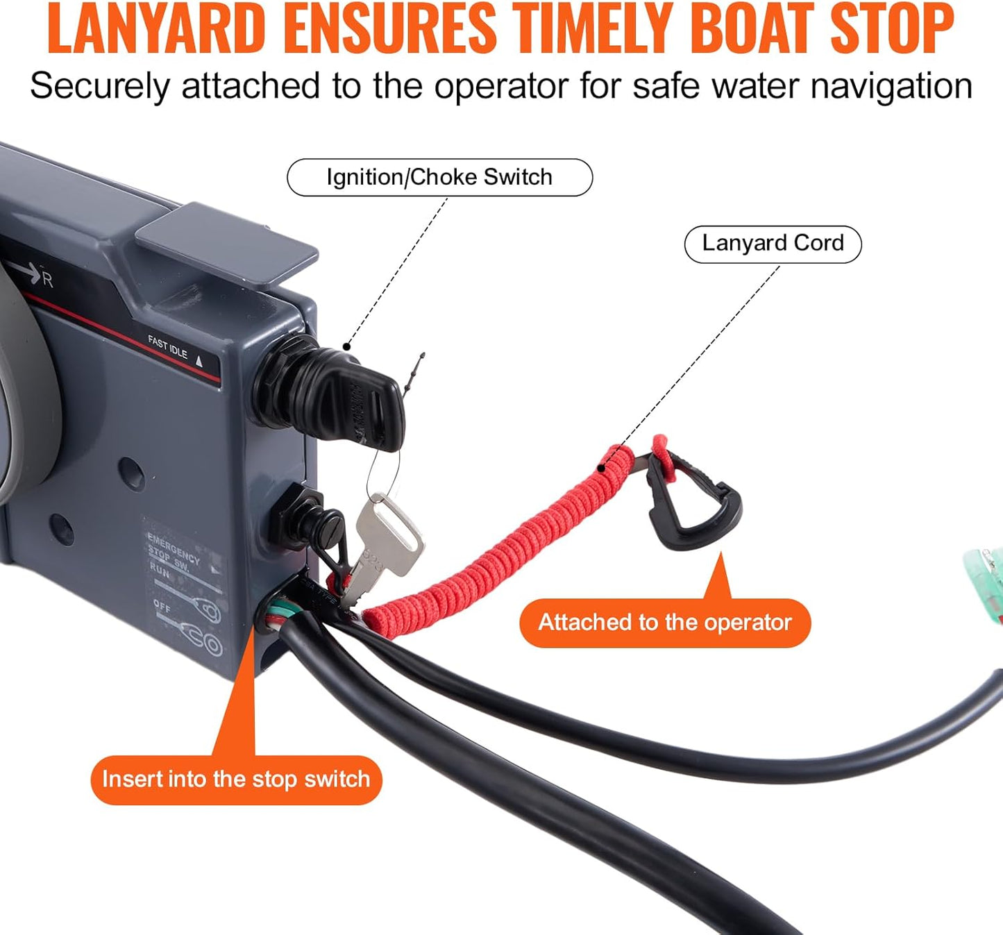 Outboard Remote 703-48230-14 for Yamaha Side Mount Control Box 7PIN Push to Open