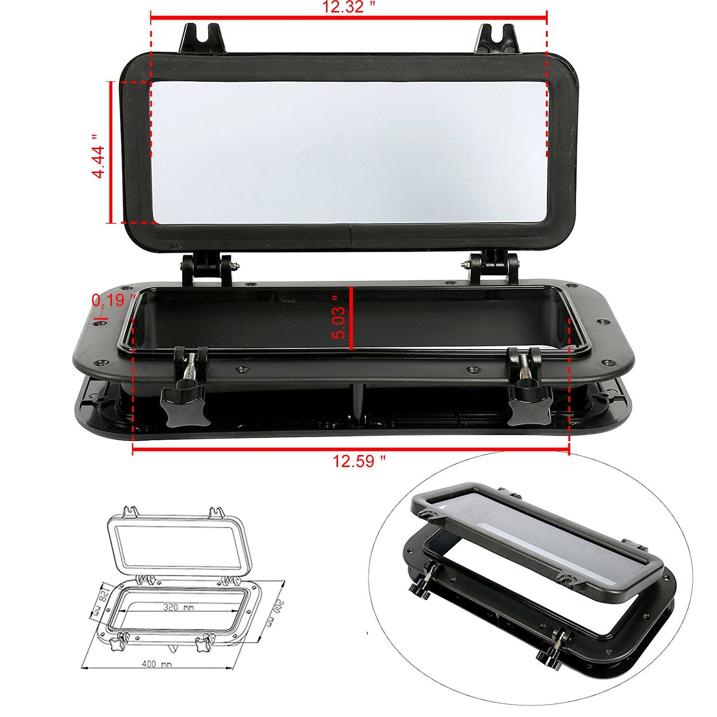 Boat Yacht Rectangle Opening Portlight Porthole 40cmx20xm , Window Port Hole