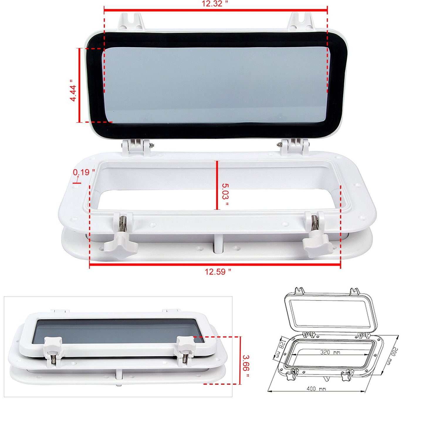 Boat Yacht Rectangle Opening Portlight Porthole 40cmx20xm , Window Port Hole