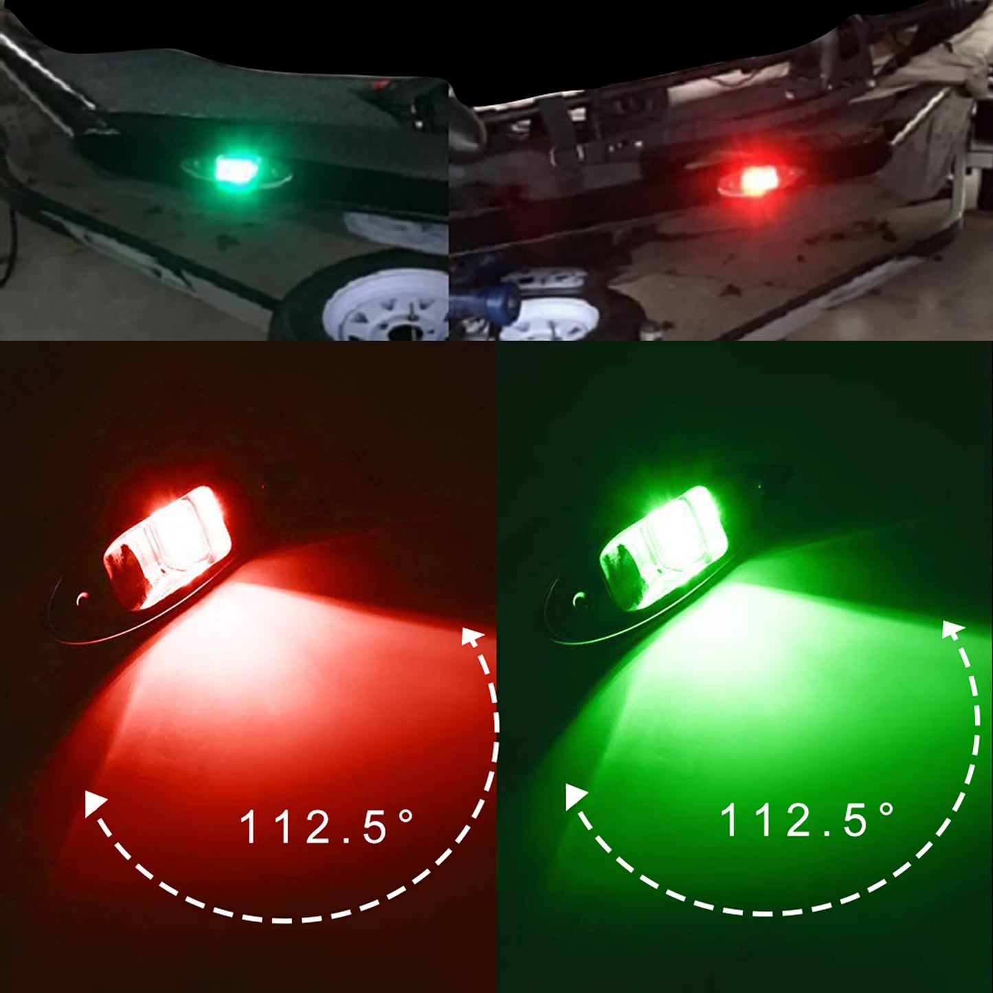 Stainless Steel LED Yacht Lights Sailing Lights Boat Signal Lights USCG Pair 12V Red Green