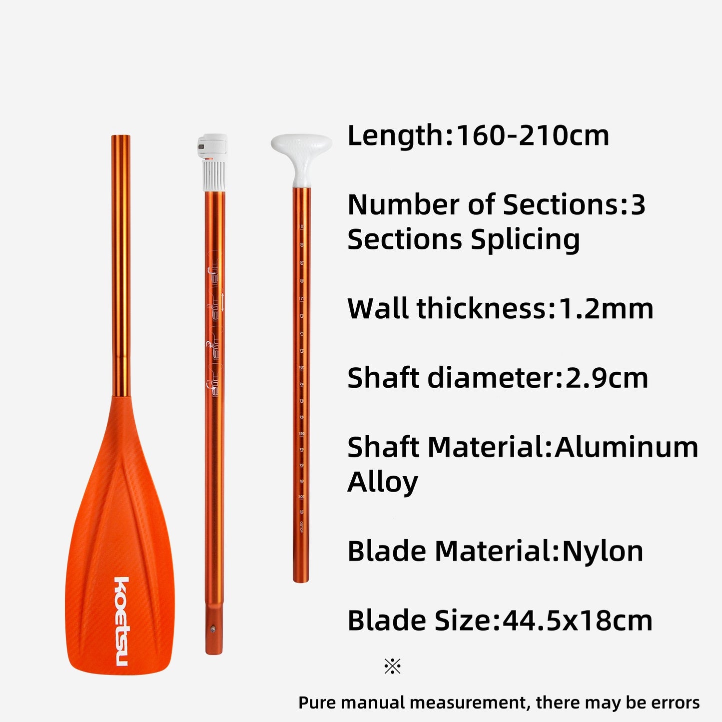 Aluminum orange single and double head dual purpose paddle kayak paddle combo sup paddle