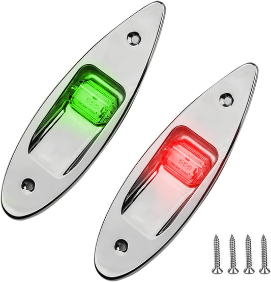 Stainless Steel LED Yacht Lights Sailing Lights Boat Signal Lights USCG Pair 12V Red Green