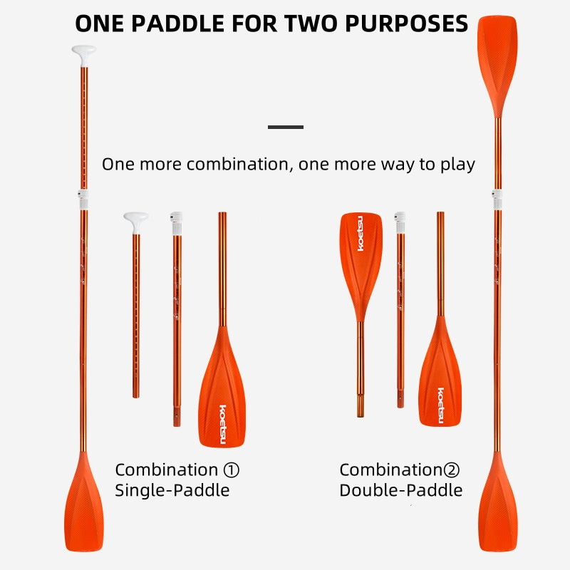 Aluminum orange single and double head dual purpose paddle kayak paddle combo sup paddle