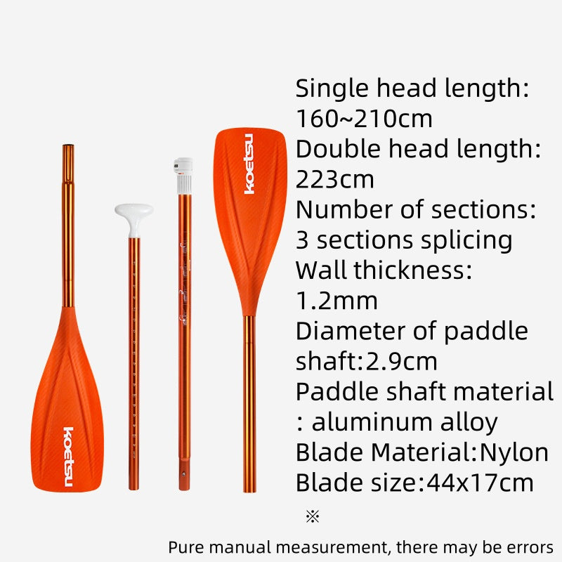 Aluminum orange single and double head dual purpose paddle kayak paddle combo sup paddle