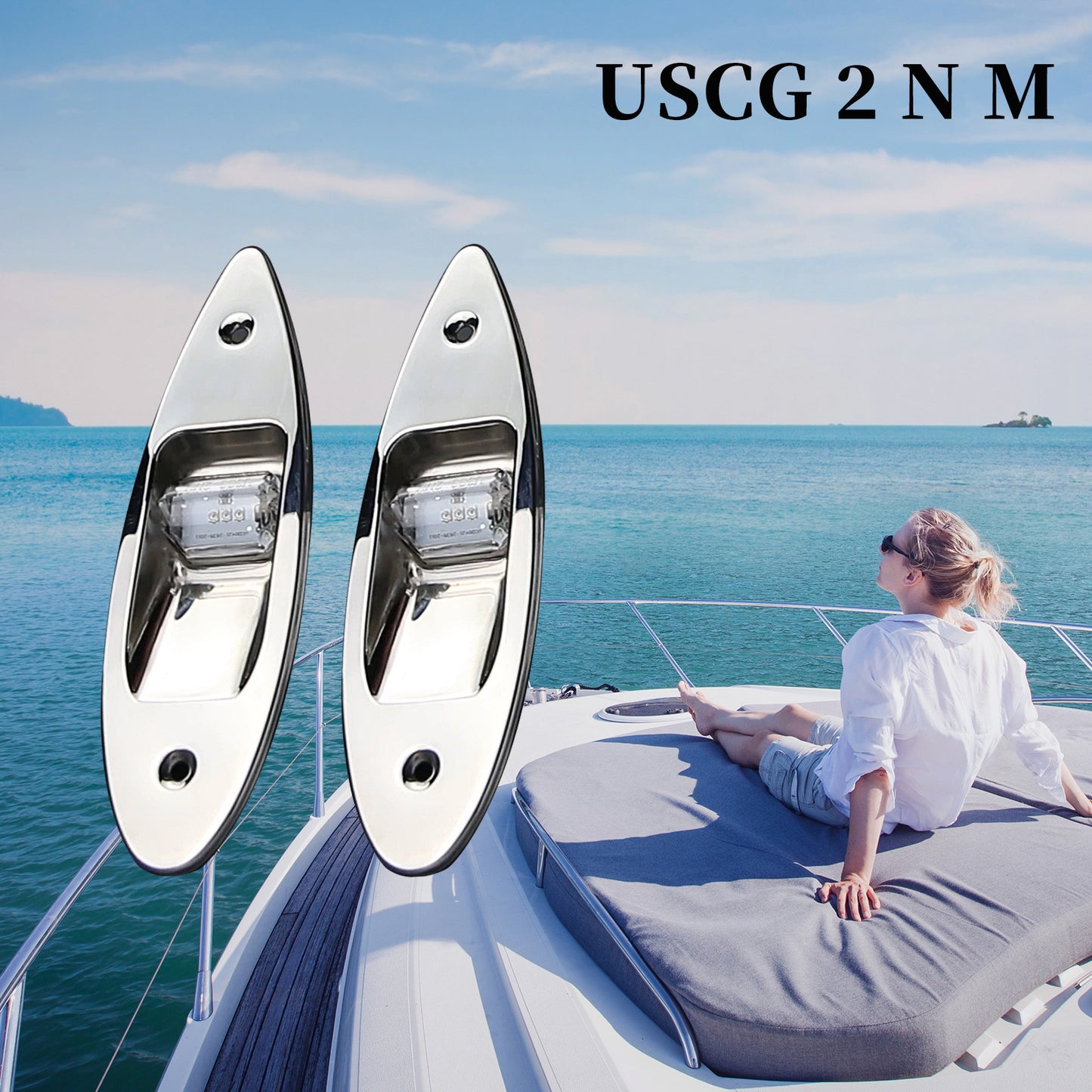 Stainless Steel LED Yacht Lights Sailing Lights Boat Signal Lights USCG Pair 12V Red Green