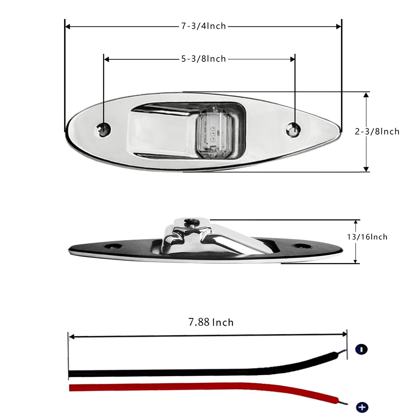 Stainless Steel LED Yacht Lights Sailing Lights Boat Signal Lights USCG Pair 12V Red Green