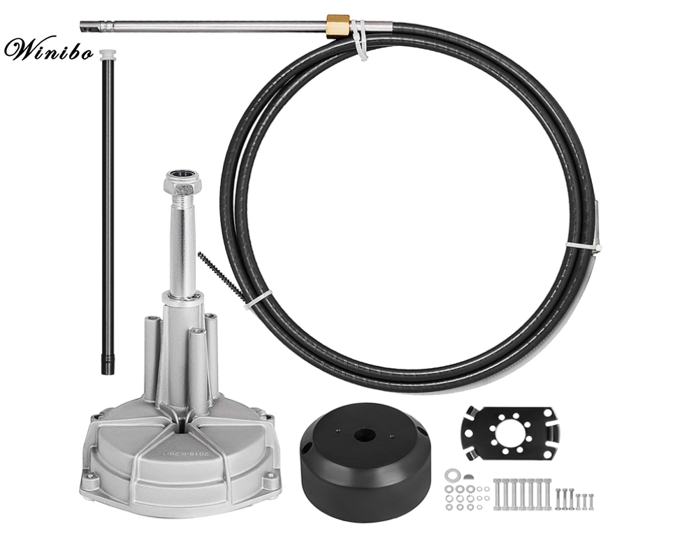 Winibo Marine Outboard Rotary Steering Kit 18 Feet Boat Steering kit for Boats Steering Cables 18'