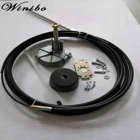 Winibo Marine Outboard Rotary Steering Kit 18 Feet Boat Steering kit for Boats Steering Cables 18'