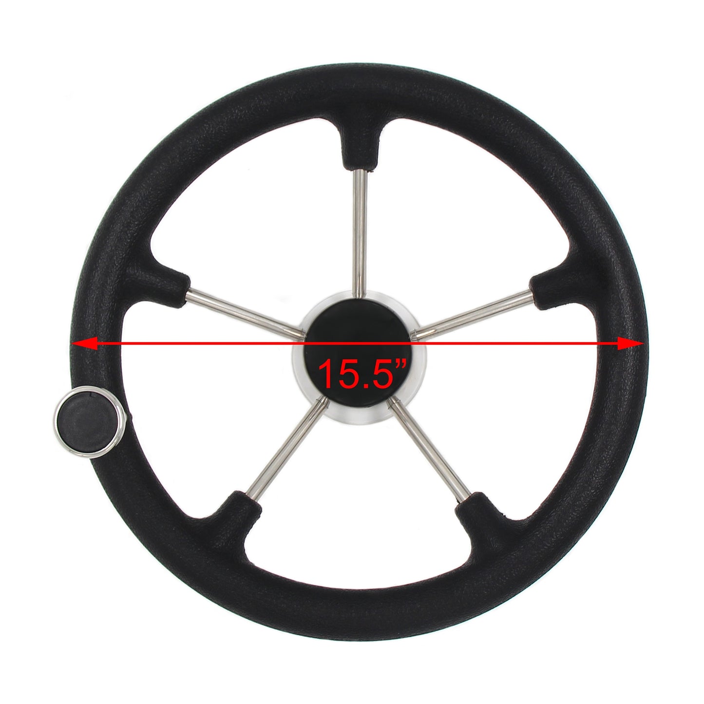 Black Marine Stainless Steel Steering Wheel With Anti-skid Function With Knob Grip