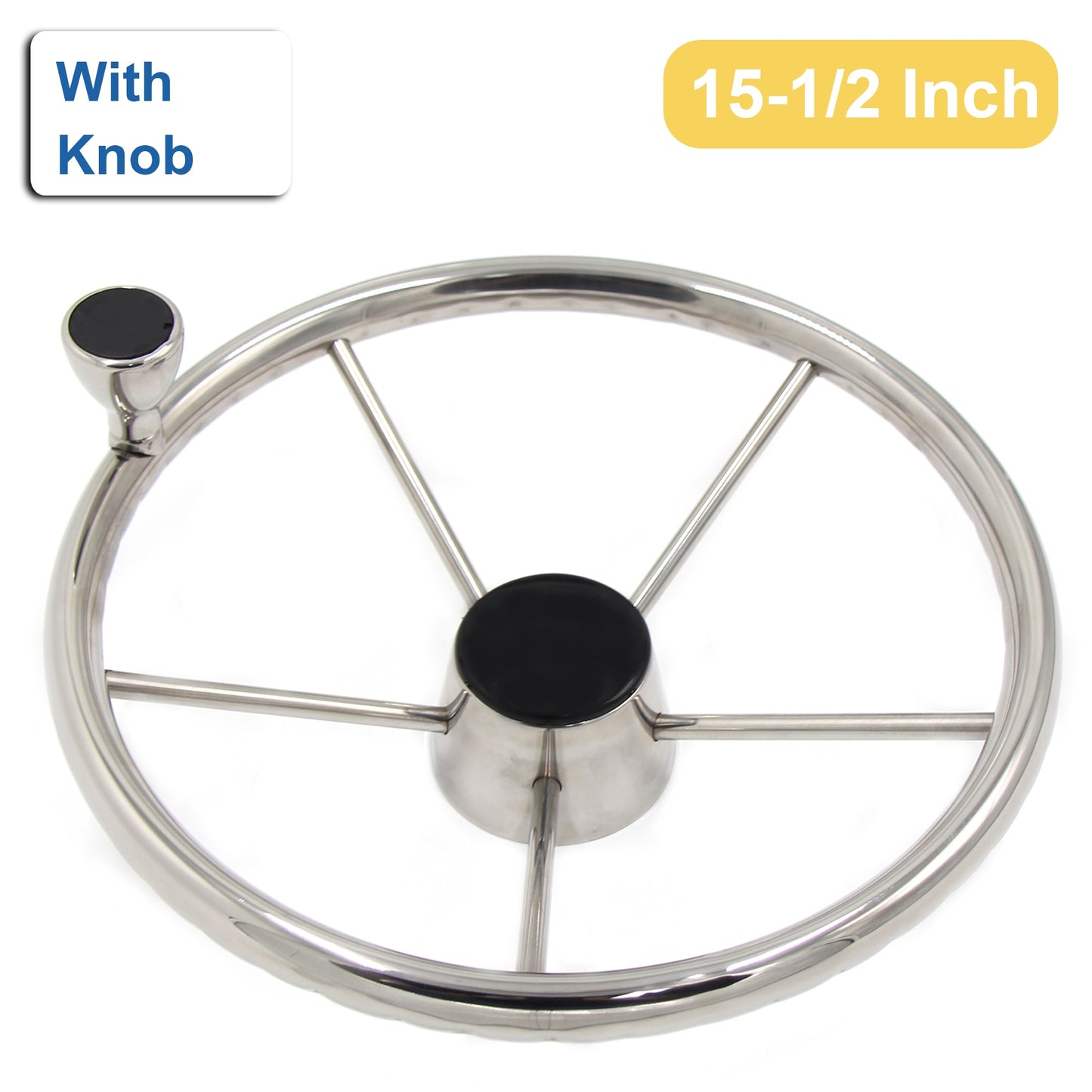 Marine Stainless Steel Steering 5-Spoke With Knob Grip