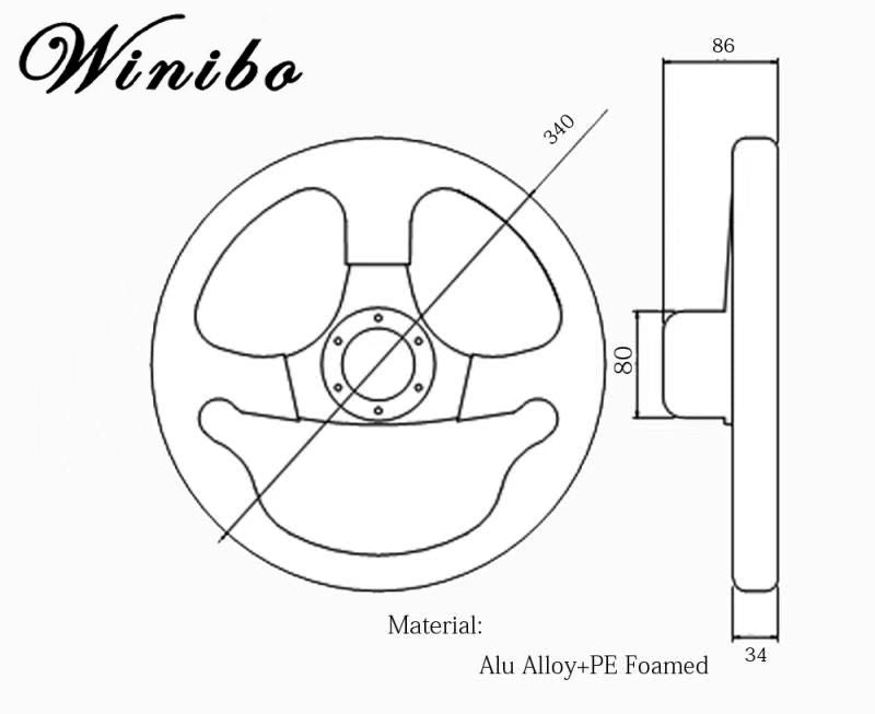 Winibo WH003 Marine Steering Wheel Super Rust Resistent Anodized Alluminum Alloy wheel in 13 1/2" in Diameter